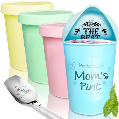 KOYAIRE pint ice cream container with lids keeps flavors fresh and prevents freezer burn.
