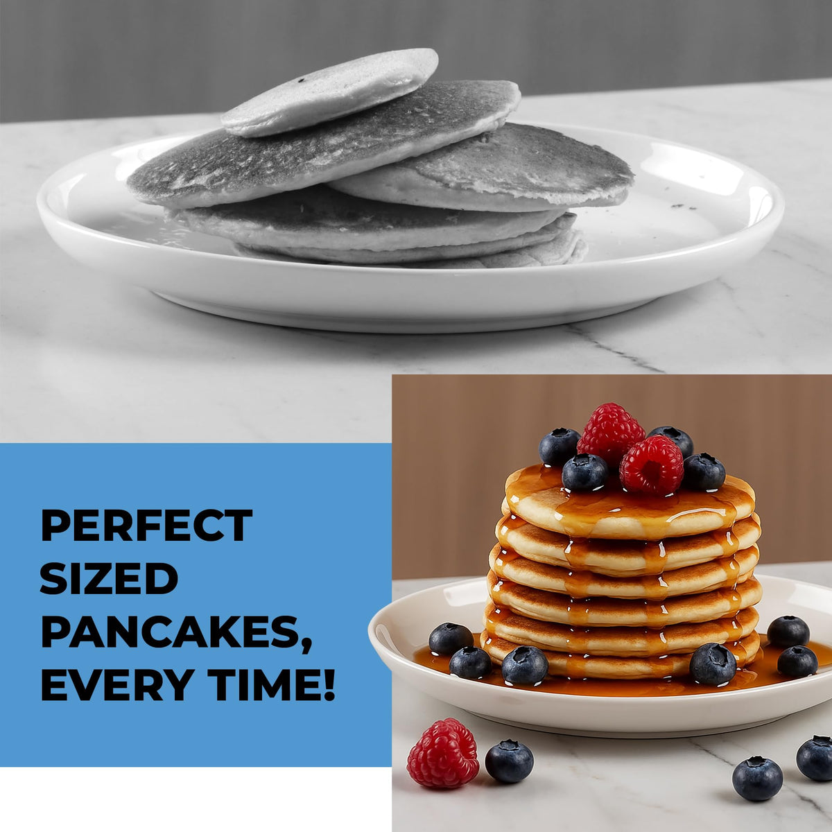 KPKitchen pancake dispenser measuring-label red supports portion accuracy.