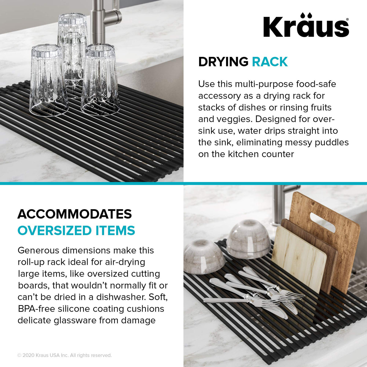 Kraus universal sink-fit design works with most standard sinks.