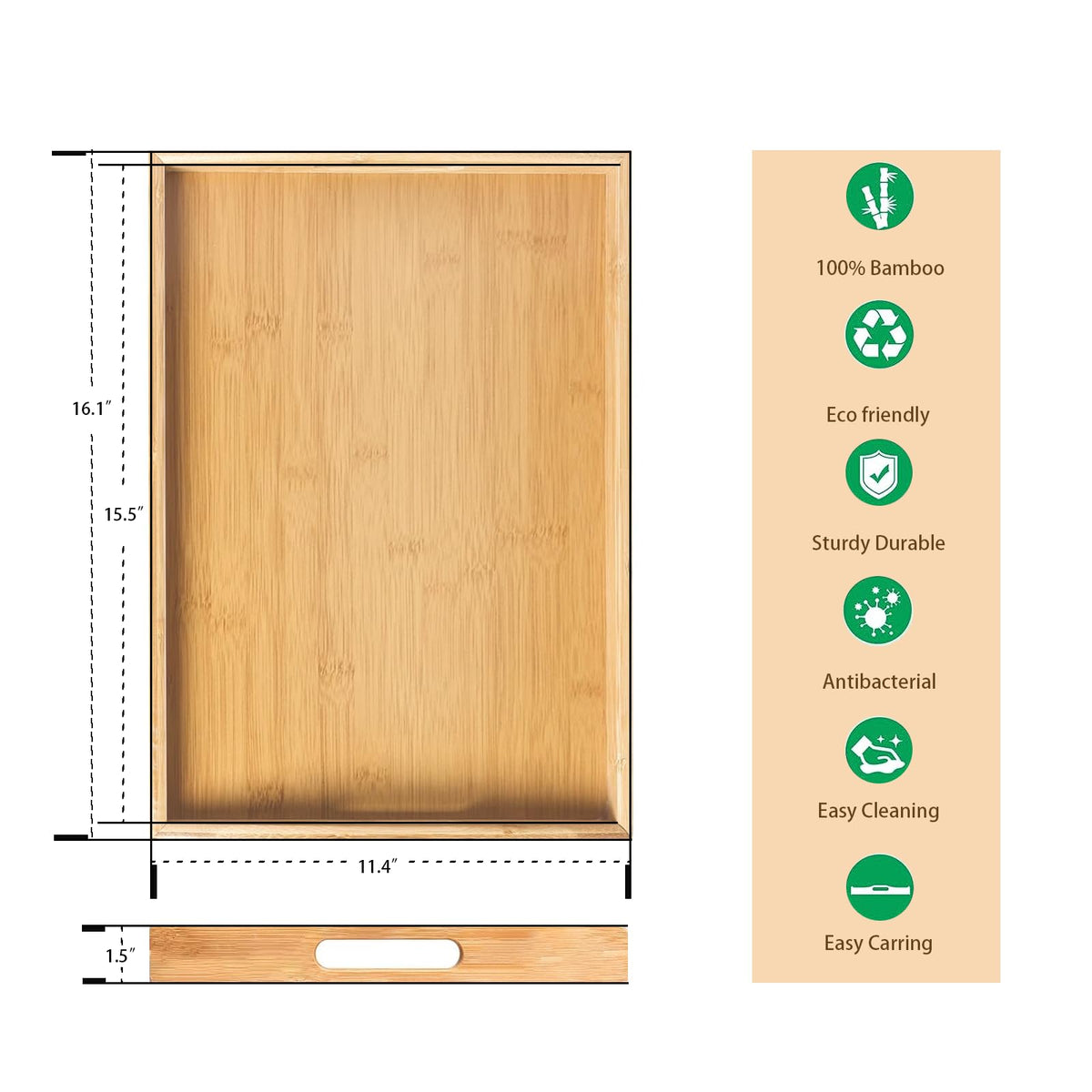 Krismax serving tray lip and edge view highlighting secure sides.
