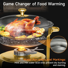 KScocina silver chafing dish set emphasizes durable stainless steel and easy care.