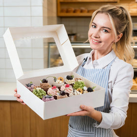 Kucoele 13-by-10-by-4-inch box fits cupcakes, muffins, pastries for gifting