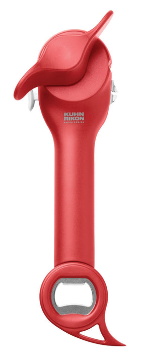 Kuhn Rikon Auto Safety Master Opener demonstrates lock-on grip for secure lid engagement