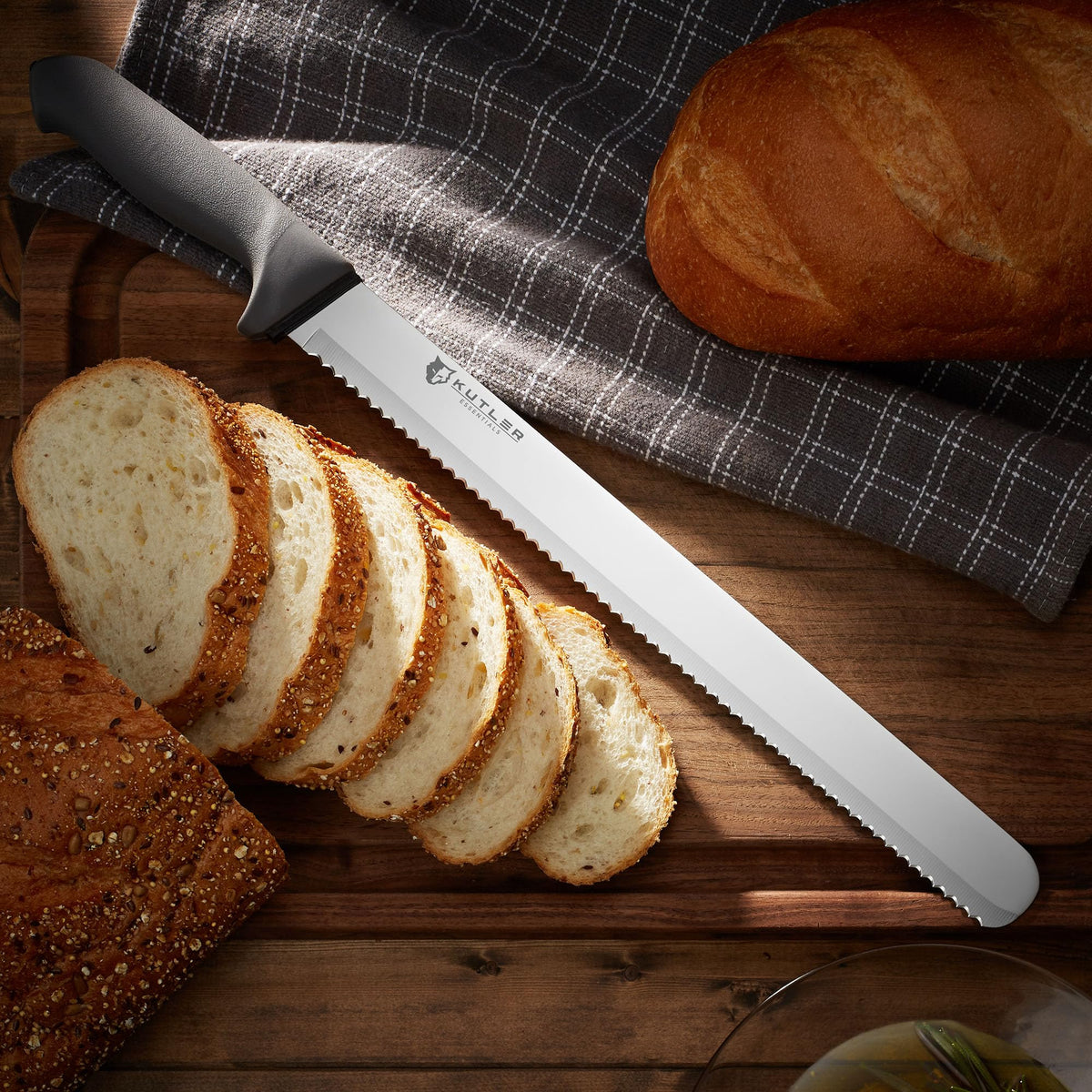 KUTLER professional 14-inch bread knife ergonomic handle design for comfortable cutting