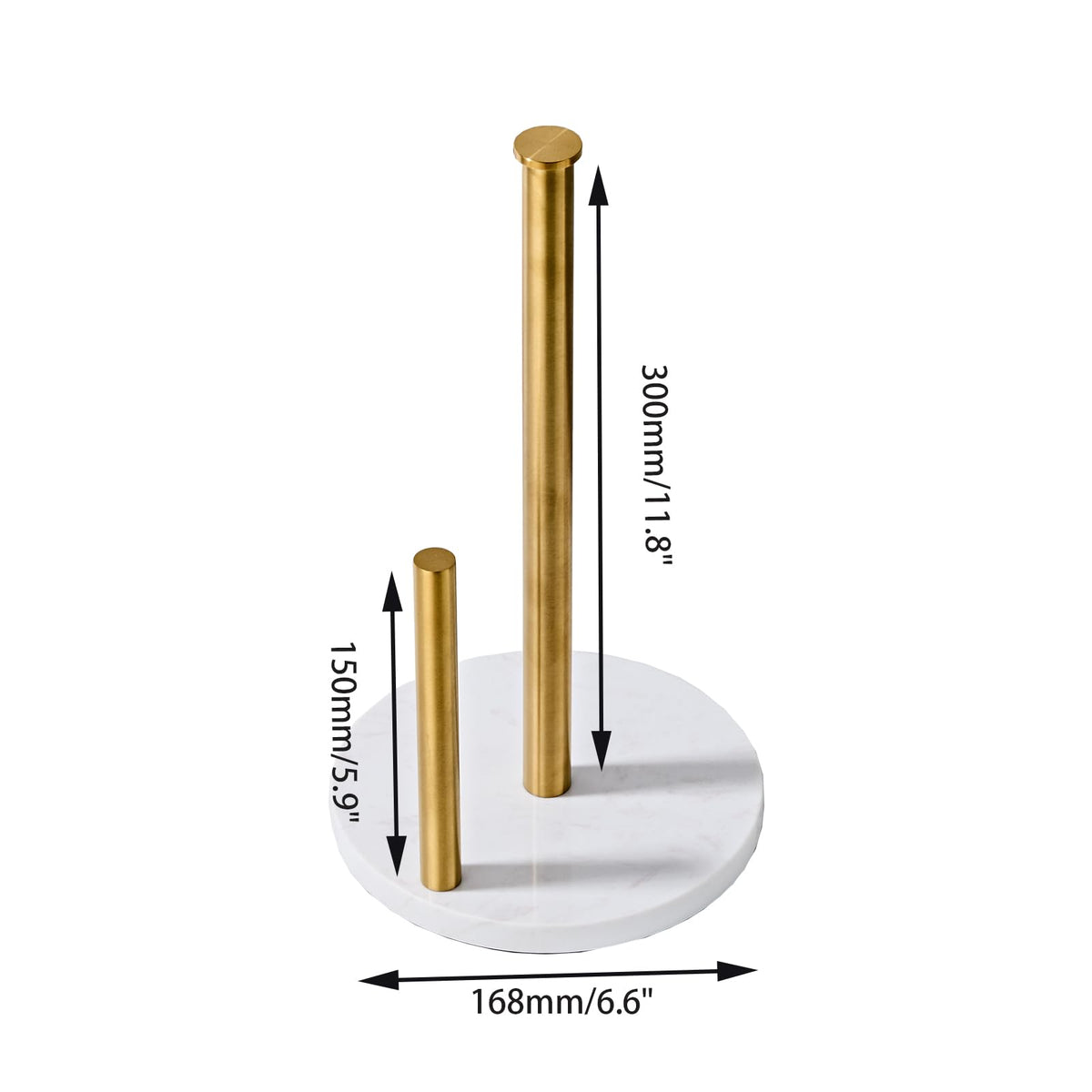 KUUBTH brushed gold countertop dispenser keeps rolls tidy and accessible