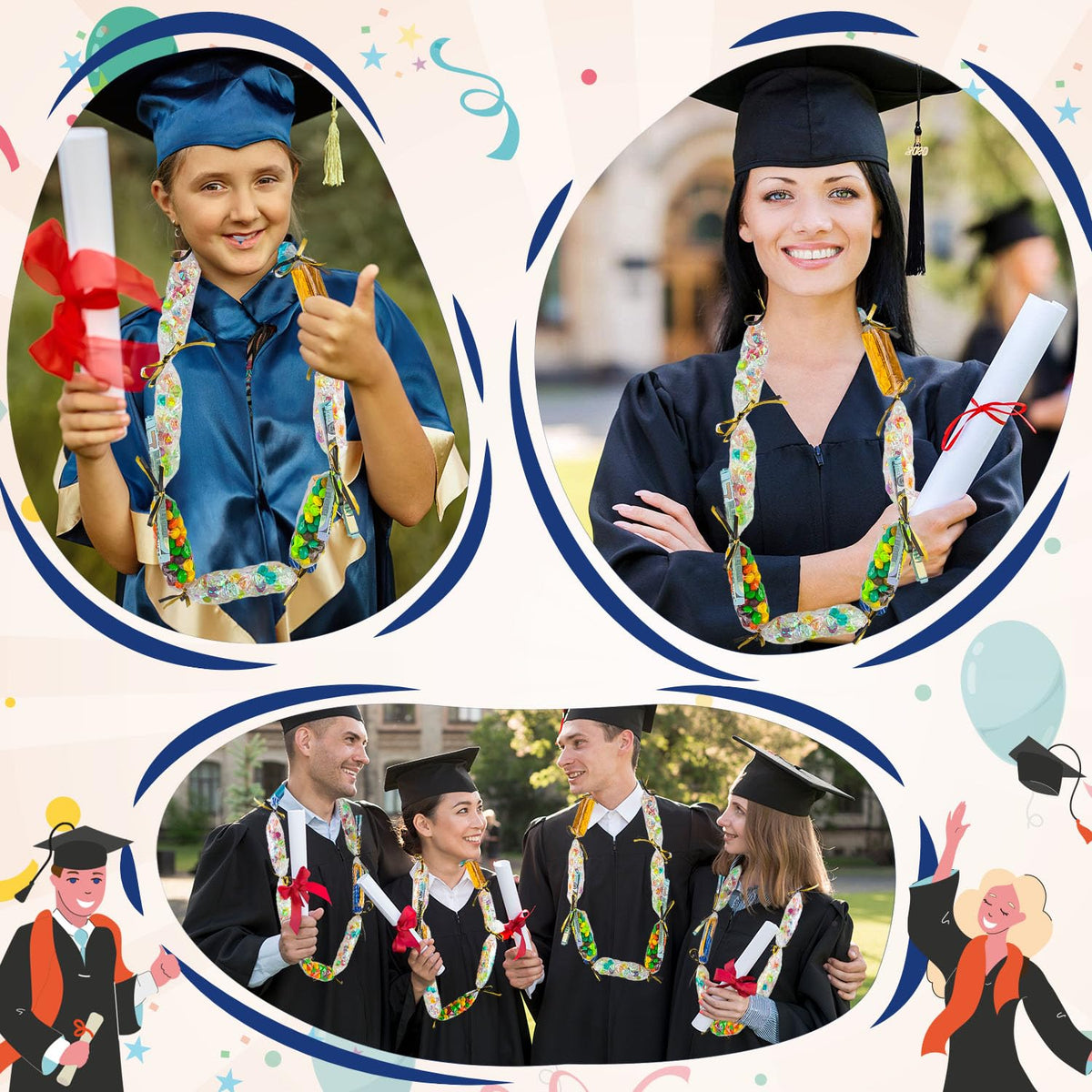 KVCSYAW DIY graduation wreath idea using candy-filled tubing