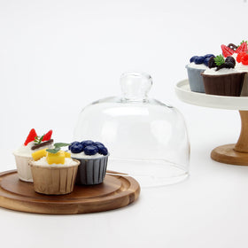 KVMORZE glass dome cover protecting pastries while inviting view