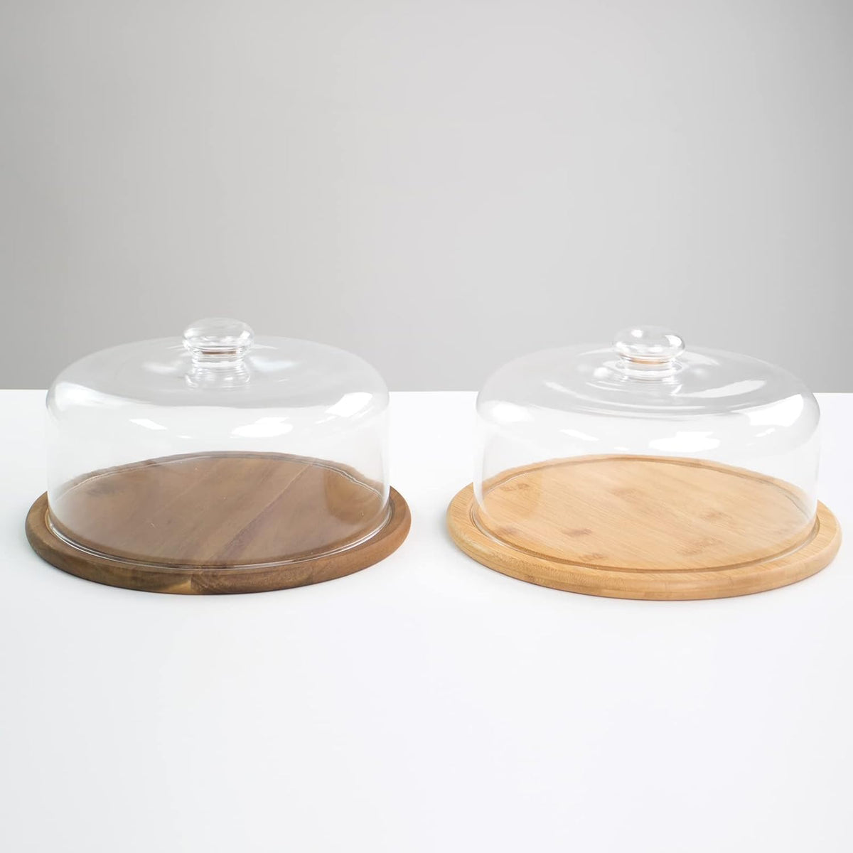 KVMORZE glass round cake stand cover showcasing pastries on a table