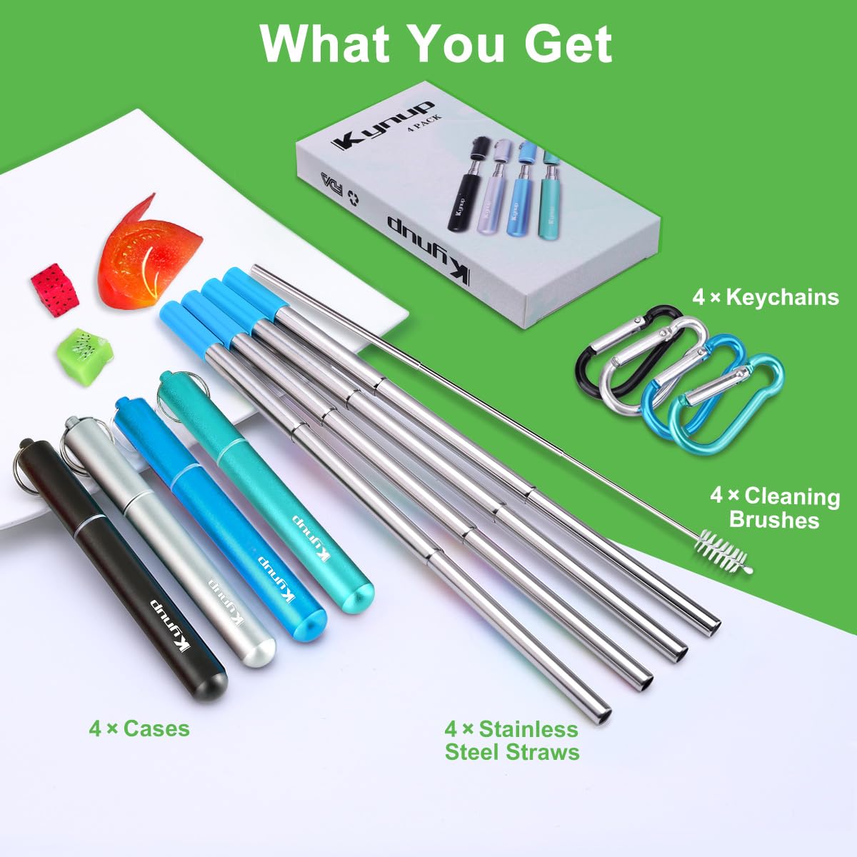 Kynup stainless steel cleaning brush for thorough straw washing