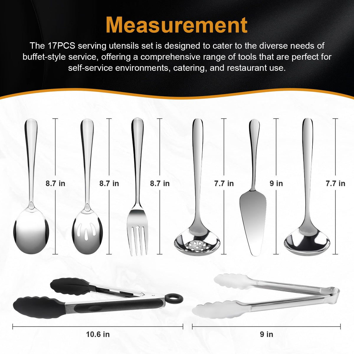 Kzovone stainless steel spoons and slotted spoons offer durable serving options.