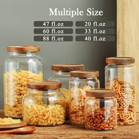 Labina pantry setup using glass jars for organized pasta and beans.