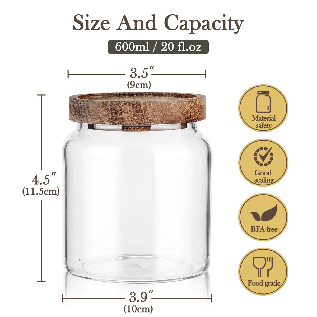 Labina wide-mouth glass jar 40oz showing easy pouring and viewing contents.
