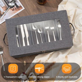 Lafulling flatware storage box transparent cover helps locate utensils quickly.