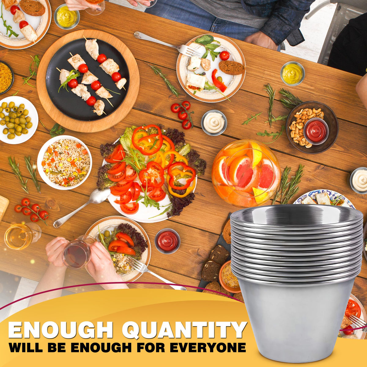 Lagarto charcuterie serving cups perfect for dips and sauces at gatherings.