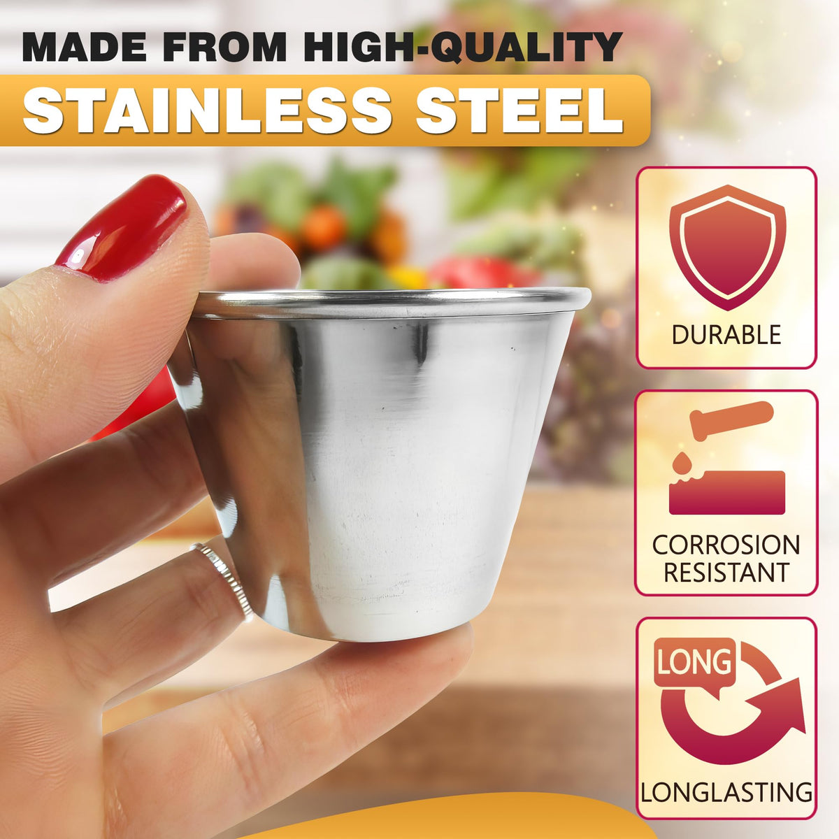 Lagarto dipping cups with smooth interior for easy hand washing.