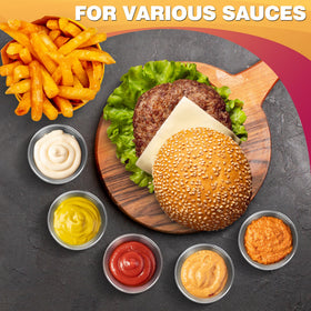 Lagarto reusable condiment cups reduce disposables during meals and tastings.
