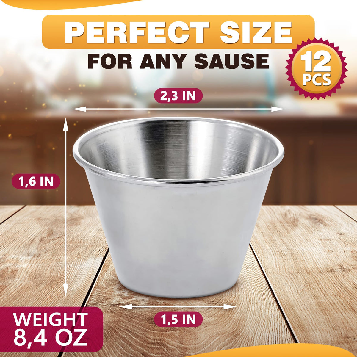 Lagarto stainless steel sauce cups offer durable, restaurant-style performance for frequent use.