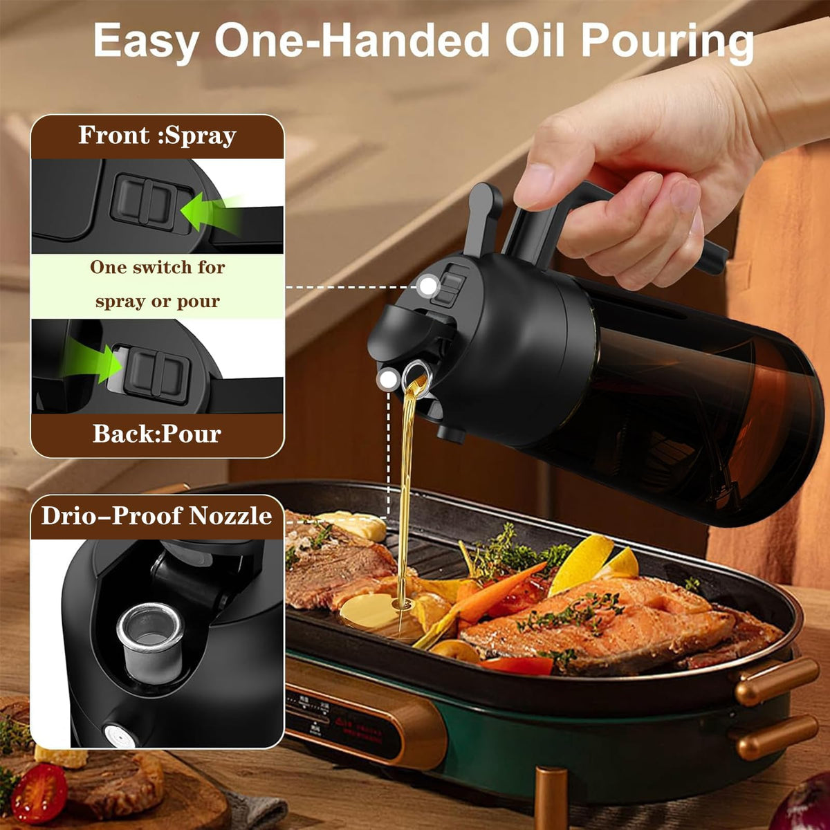 LAKUMQI olive oil dispenser bottle for kitchen organization and freshness.