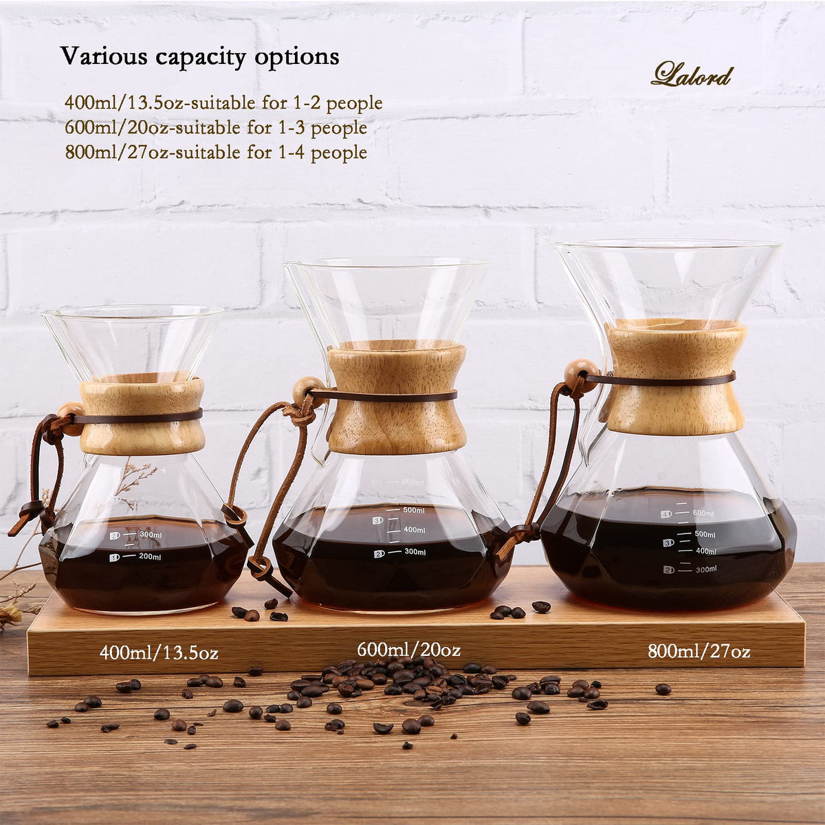Lalord glass carafe close-up highlighting borosilicate clarity for purity.