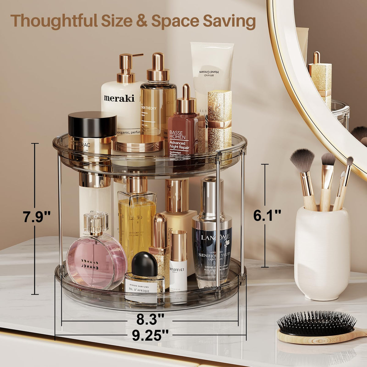 LAMU 2-tier lazy susan rotation captures smooth 360-degree access