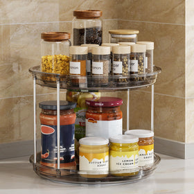 LAMU 2-tier lazy susan when stacked shows expandable storage