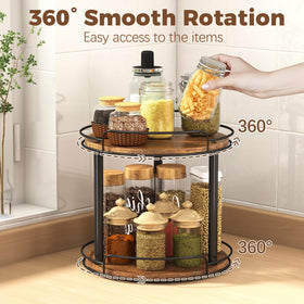 LAMU wood-base metal-frame lazy Susan in a cabinet for organized storage