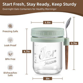 LANDNEOO 16oz glass mason jar with lid, ready for storage and transport.