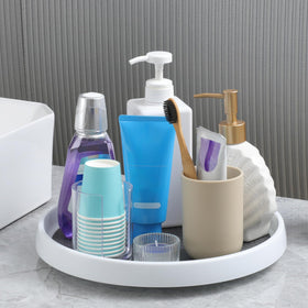 LANDNEOO bathroom vanity arrangement shows cosmetics staying easy to grab.