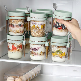 LANDNEOO crystal-clear glass jars showcasing colorful ingredient layers.