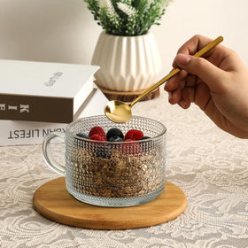 LANDNEOO 14oz crystal glass mug ideal for iced coffee and latte art.