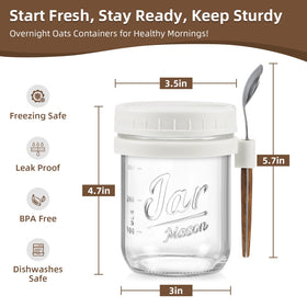 LANDNEOO glass jar 16oz front view highlighting BPA-free durable borosilicate glass.