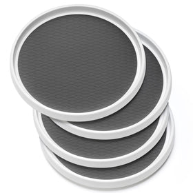 LANDNEOO set of 4 10-inch lazy Susan turntables on kitchen counter for easy condiment access.