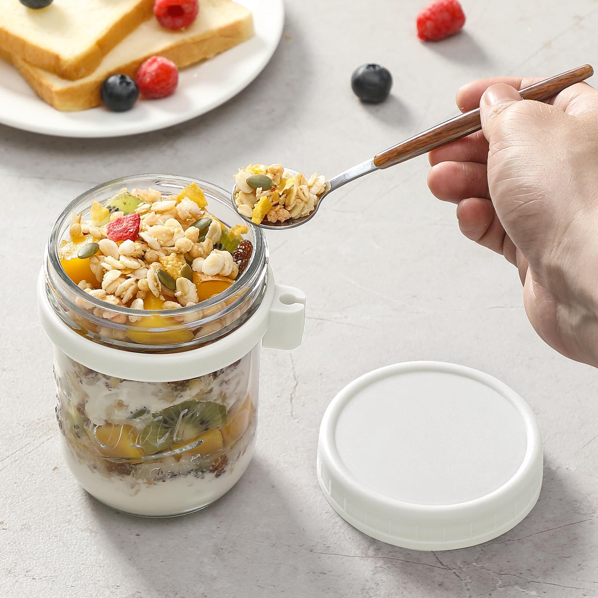 LANDNEOO spoon holder with stainless steel spoon keeps utensils ready