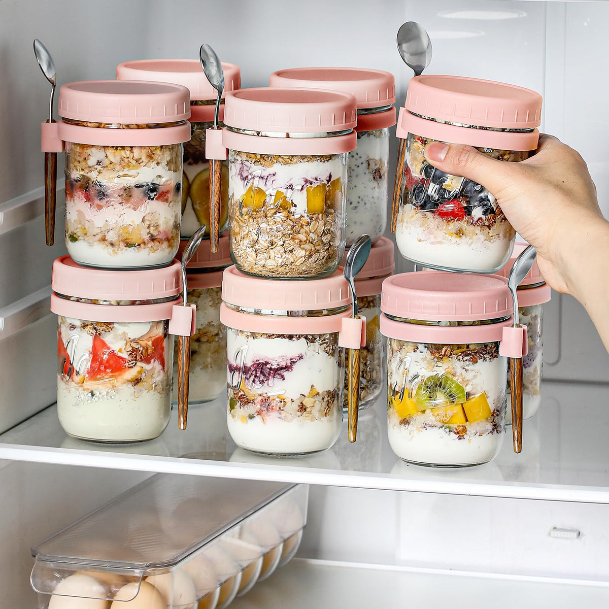 LANDNEOO versatile glass jars for kitchen, lunch, or drinks.