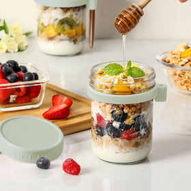 LANDNEOO wide-mouth jar for easy filling, cleaning, and fruit layering.