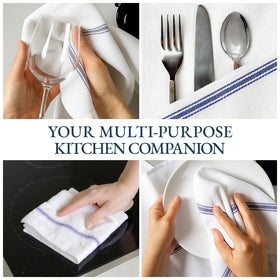 Lane Linen towels multi-use as napkins or hand towels in kitchen.