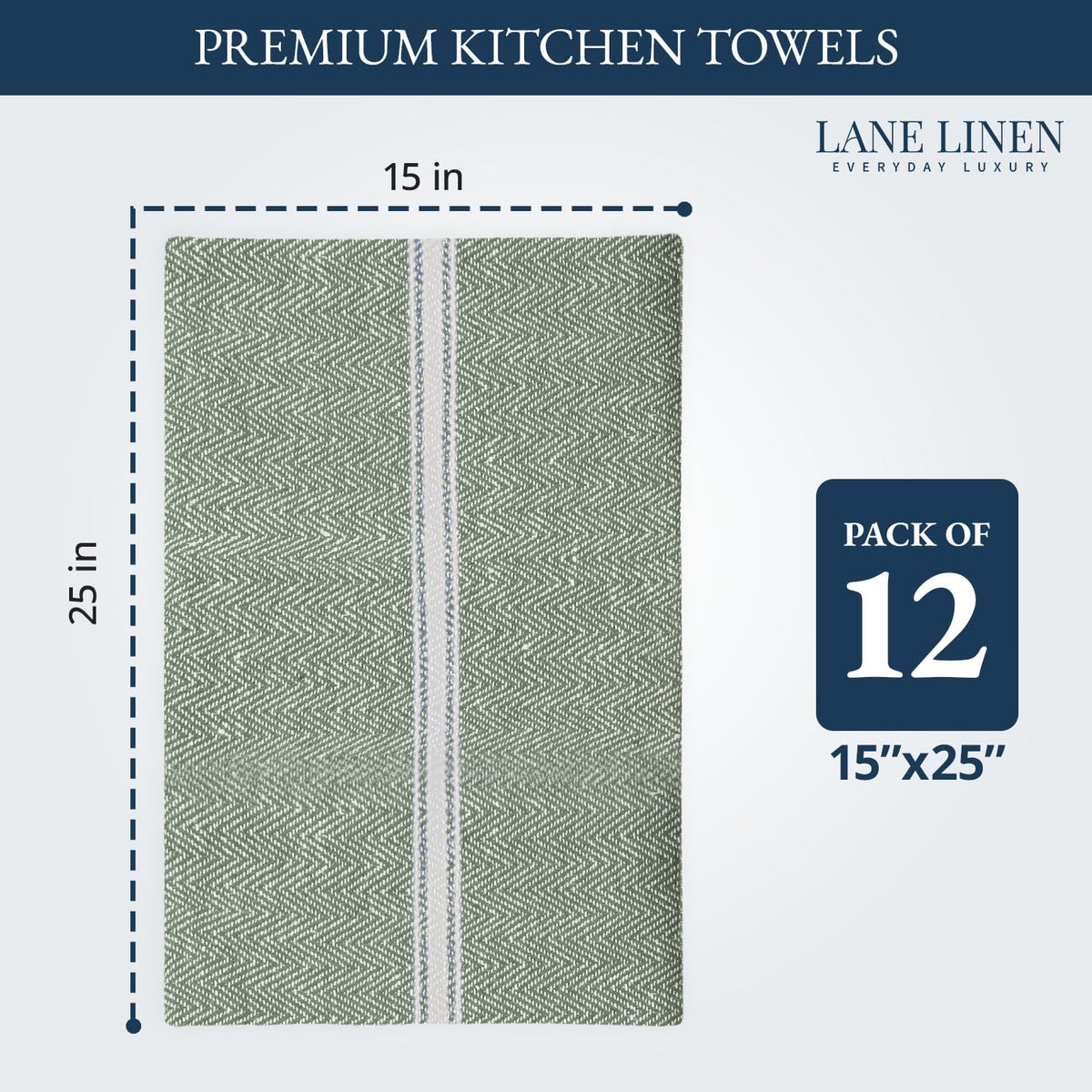 Lane Linen olive towels folded neatly for compact storage