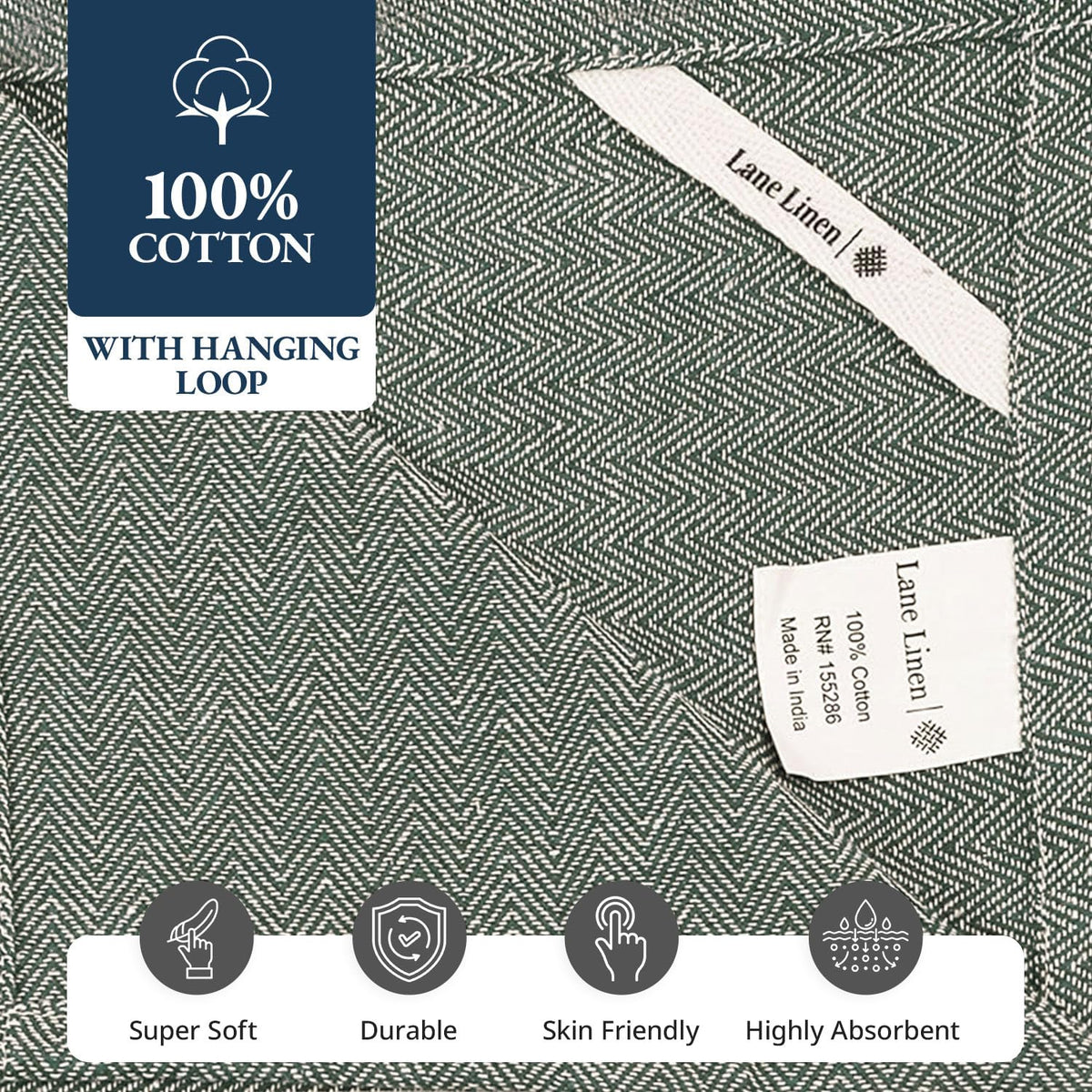 Lane Linen olive towels presented as a gift for organized kitchens