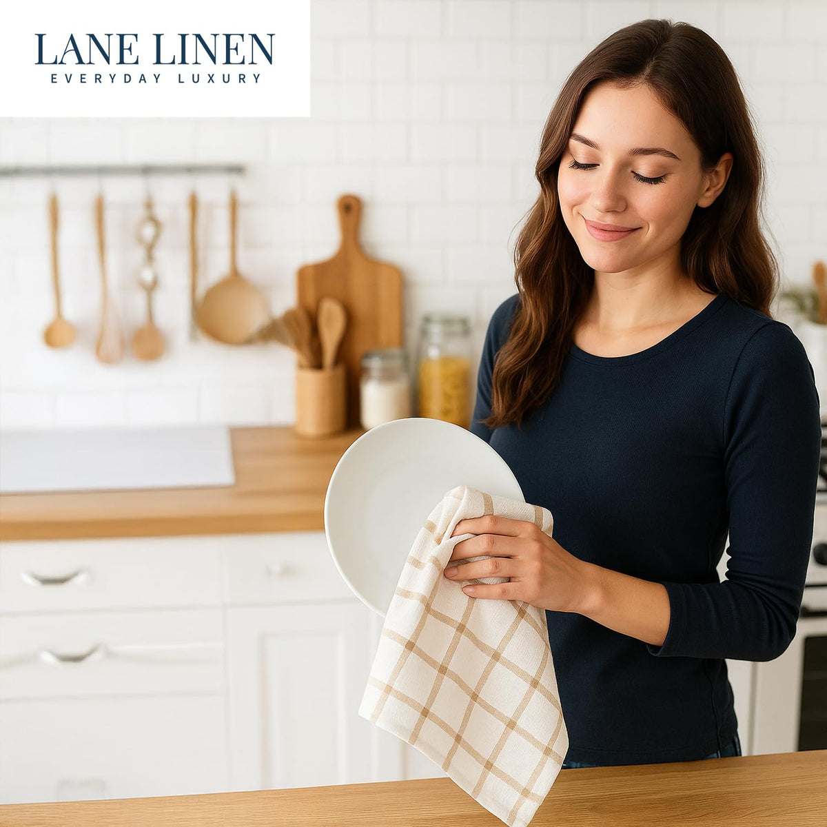 Lane Linen olive towels machine-washable for repeated use