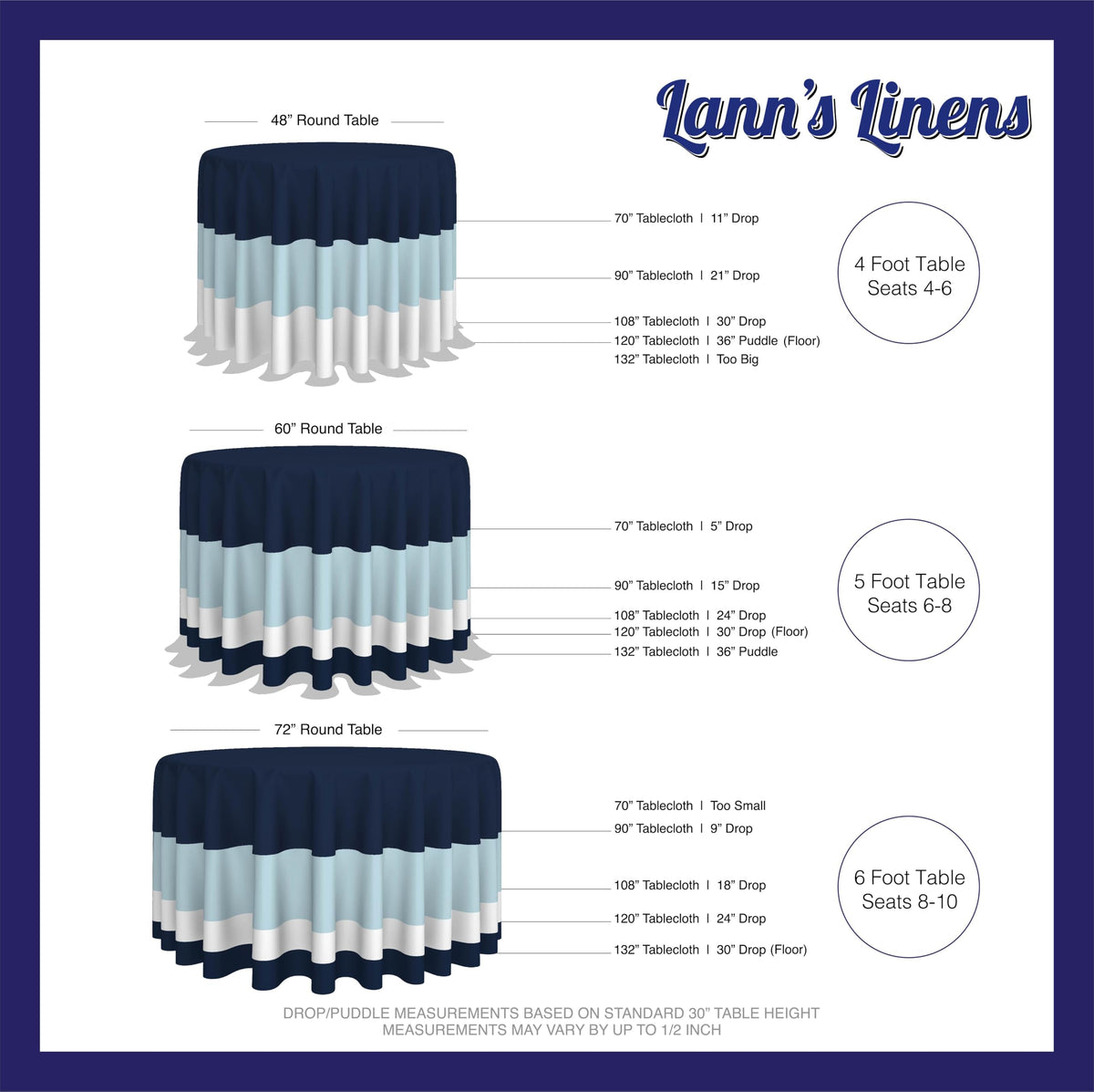 Banquet setup featuring Lann's Linens 90-inch round tablecloth for hotel dining.