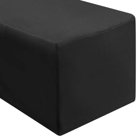 Lann's Linens premium fitted tablecloth in black neatly covers table legs