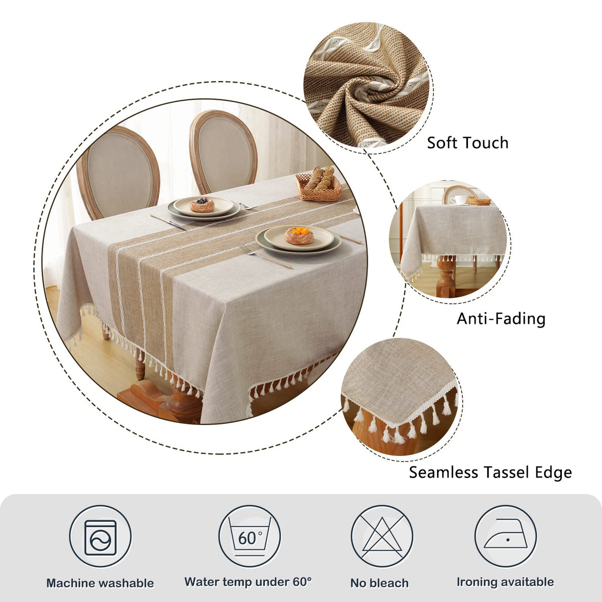 Laolitou rustic tablecloth on outdoor party table highlights versatility