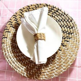 Laquedecraft boho rustic dining scene napkin rings on the table