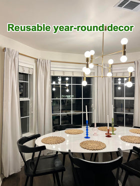 Laquedecraft hand-braided weave adds natural elegance to tables.