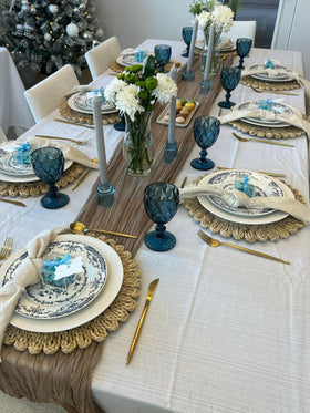 Laquedecraft mats for indoor or outdoor dining on patio tables.