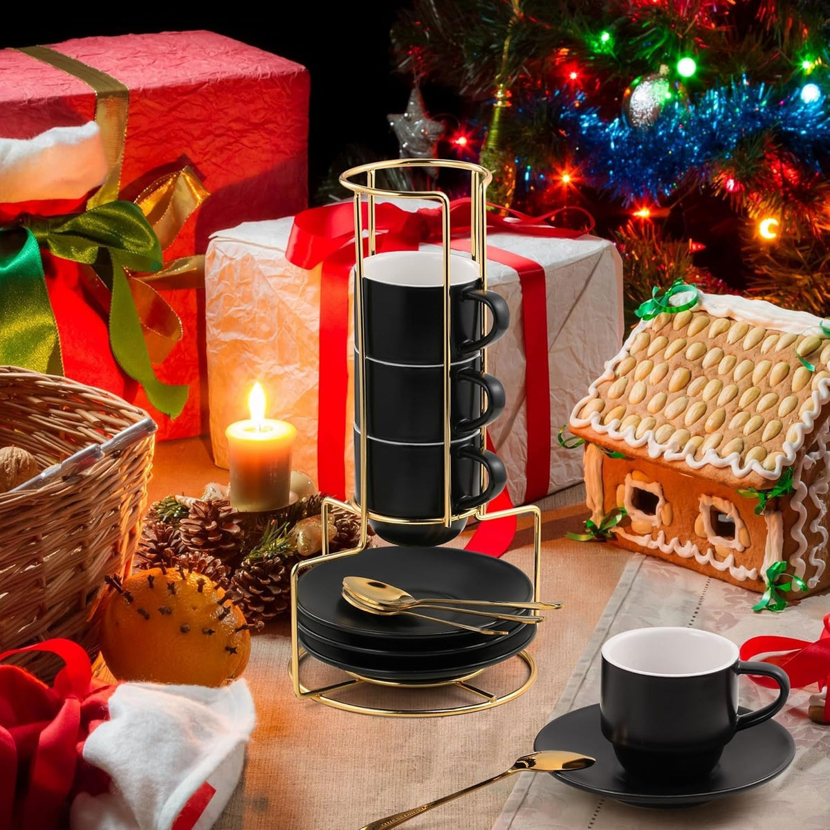 Lareina black demitasse cups add modern style to home cafe