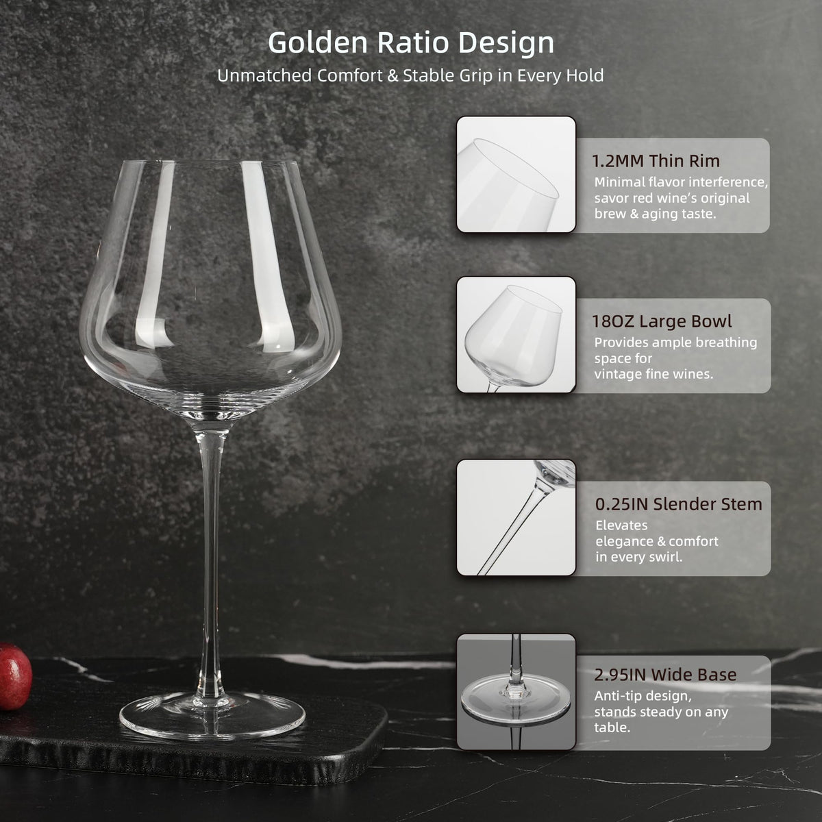 LASTURYCX red-wine base-focused glass boosts aroma release during tasting