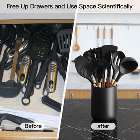 LATCHHOOK space-saving design aids drawer organization and keeps utensils reachable.