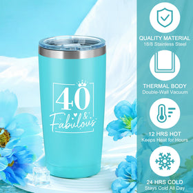 Launrada 40th tumbler 20oz with spill-proof lid for on-the-go beverage hot or cold