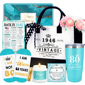 Launrada 80th birthday tote bag with polka dot ribbon for daily use